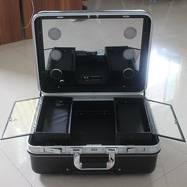 Aluminum professional beauty make up case with light mirror wheel case