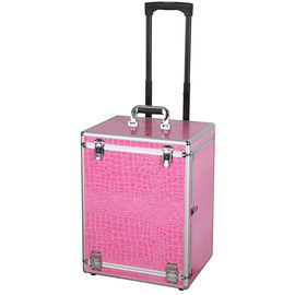 Pink Color Rolling Trolley Makeup Case Fine Craftsmanship And Special Design