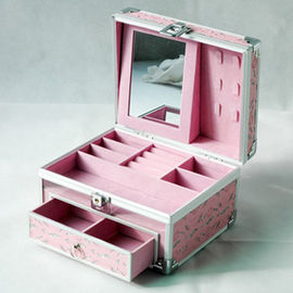 Convenient Aluminum Makeup Train Case Easy Operate With Mirror And Drawer