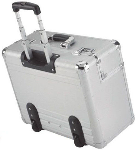 4 Wheels Aluminium Trolley Case , Large Aluminum Tool Box 450X330X150mm