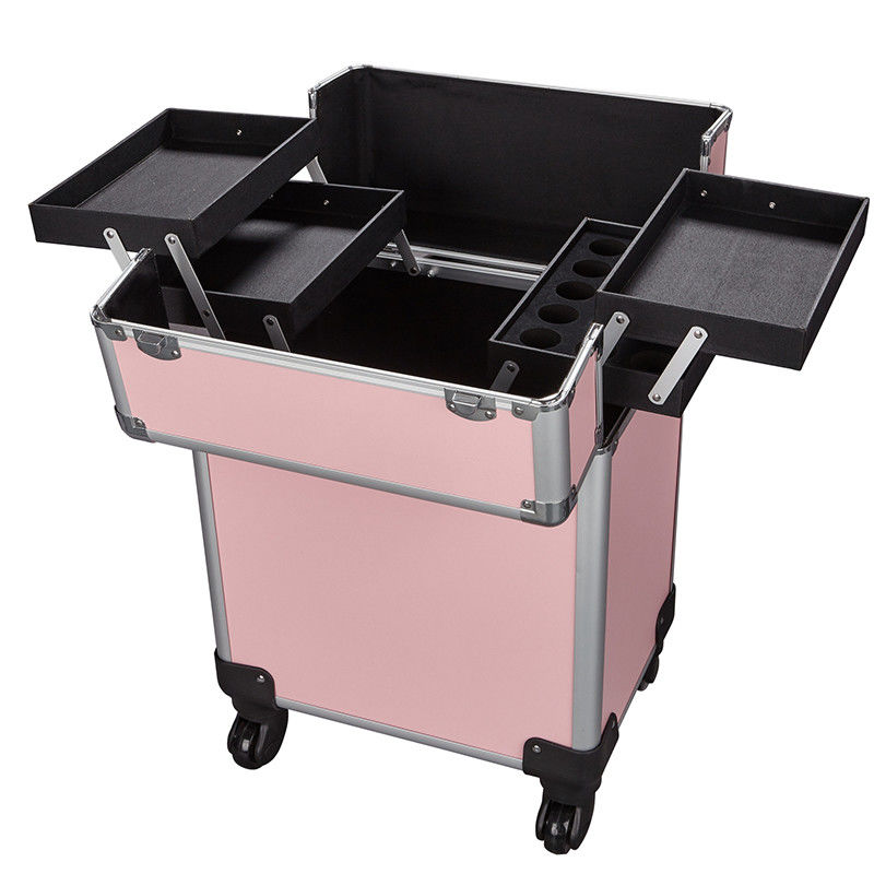 Durable Aluminium Trolley Case , Rolling Makeup Trolley Size Customized