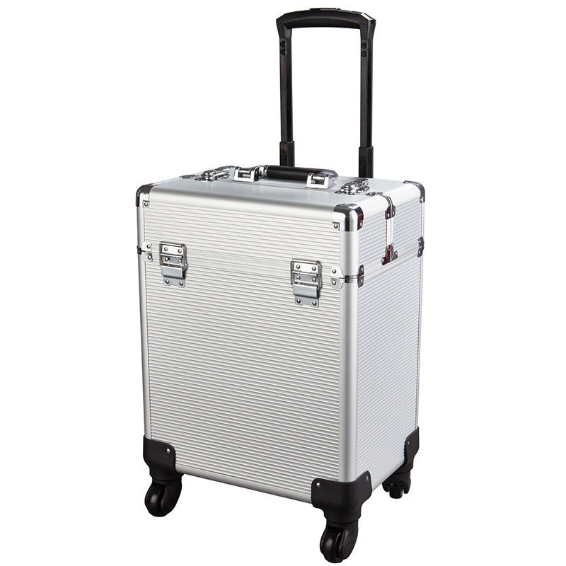 Large Aluminium Trolley Case , Aluminum Tool Box 4 Wheels 450X330X150mm