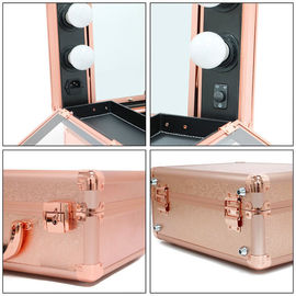 Aluminum Makeup Vanity Trolley With Mirror Rose Gold Color For Travel