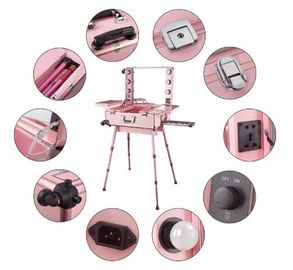 Aluminum Portable Makeup Organizer With Mirror And Light Easy Operate