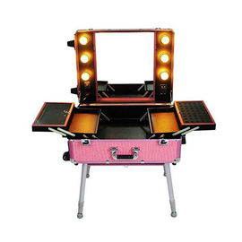 Aluminum Cosmetic Travel Case , Professional Makeup Vanity Box With Lights
