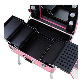 Aluminum Cosmetic Travel Case , Professional Makeup Vanity Box With Lights