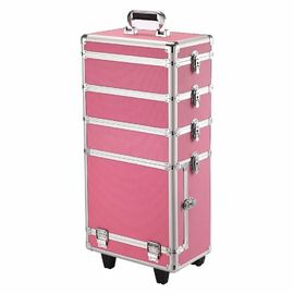Customized Trolley Cosmetic Vanity Case , Outdoor Makeup Trolley With Wheels