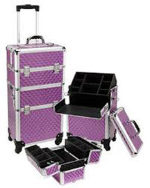 Customized Logo Makeup Organiser Trolley , Cosmetic Trolley Case With Removable Tray