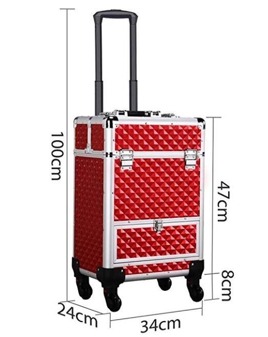 Large Capacity Aluminum Makeup Case With 4 Retractable Trays